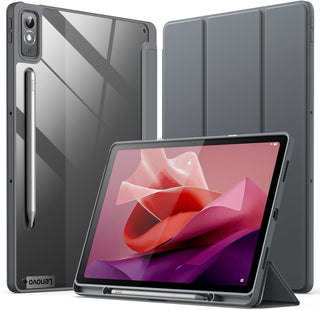 Husa premium pentru Lenovo Tab P12 (TB370FU)/Lenovo Idea Tab Pro(TB-373FU), 12.7'',  Sigloo, suport Smart Pen, spatele din policarbonat transparent, rezistent la socuri, Black