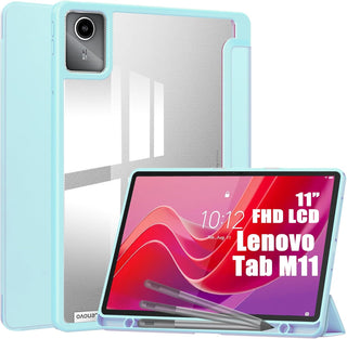 Husa premium pentru Lenovo Tab M11 2024 (TB-330FU/TB-330XU/TB-331FC), 11", Sigloo, interior de piele sintetica, suport Smart Pen, spatele din policarbonat transparent, rezistent la socuri, Blue