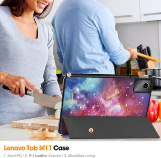 Husa Slim Sigloo, Smart Cover, Trifold, pentru Lenovo Tab M11 2024 (TB-330FU/TB-330XU/TB-331FC), 11", Galaxy