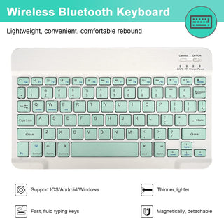 Husa cu tastatura si mouse Sigloo pentru Apple iPad Air (2024), 13 inch, Green, Bluetooth, Wireless, Magnetic, Protectie complatea si stand ajustabil