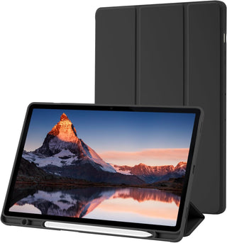 Husa premium pentru Samsung Galaxy Tab S9 / S9 Fe, 11 inch, Sigloo, UltraSlim tip stand functie sleep/wake-up si slot pentru S-Pen, Black