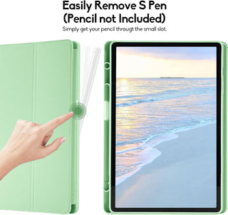 Husa premium pentru Samsung Galaxy Tab S9 / S9 Fe, 11 inch, Sigloo, UltraSlim tip stand functie sleep/wake-up si slot pentru S-Pen, Green