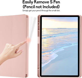 Husa premium pentru Samsung Galaxy Tab S9 / S9 Fe, 11 inch, Sigloo, UltraSlim tip stand functie sleep/wake-up si slot pentru S-Pen, Pink