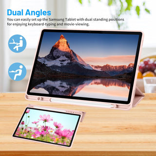 Husa premium pentru Samsung Galaxy Tab S9 / S9 Fe, 11 inch, Sigloo, UltraSlim tip stand functie sleep/wake-up si slot pentru S-Pen, Pink