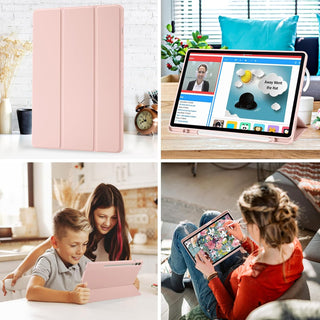 Husa premium pentru Samsung Galaxy Tab S9 / S9 Fe, 11 inch, Sigloo, UltraSlim tip stand functie sleep/wake-up si slot pentru S-Pen, Pink
