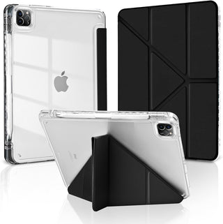 Husa Origami pentru iPad 9.7", Sigloo, Compatibila iPad 6 (2018), iPad 5 (2017), iPad Air & Air 2 – Suport 5 Pozitii, Silicon Moale, Spate TPU, Stand Multifunctional