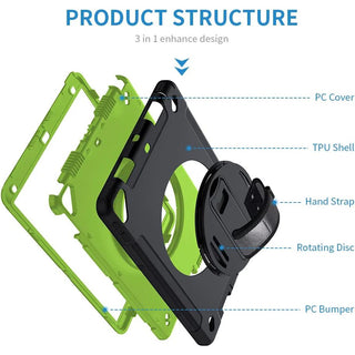 Husa Sigloo 3-in-1 pentru iPad 9.7” / iPad Pro 9.7” (2017/2018) – Protectie Completa, Suport Rotativ, Negru cu Verde