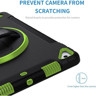 Husa Sigloo 3-in-1 pentru iPad 9.7” / iPad Pro 9.7” (2017/2018) – Protectie Completa, Suport Rotativ, Negru cu Verde