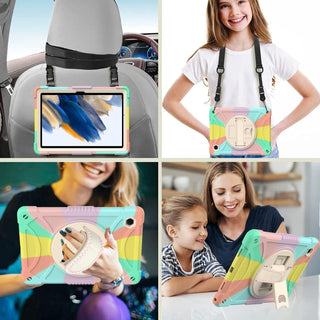 Husa rezistenta pentru iPad Air 11" (M2 2024 / Generatia 6), cu suport rotativ 360°, suport pentru stylus – Roz multicolor