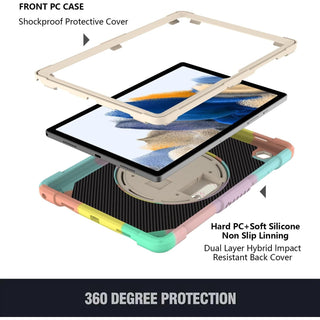 Husa rezistenta pentru iPad Air 11" (M2 2024 / Generatia 6), cu suport rotativ 360°, suport pentru stylus – Roz multicolor