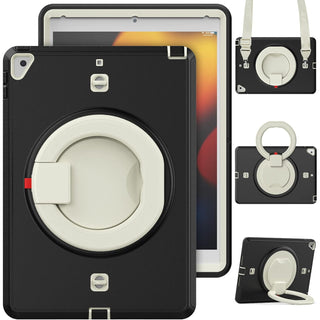 Pachet 360 pentru iPad 9.7" (iPad Air 2, iPad 5/6, iPad Pro 9.7) – Husa Sigloo cu folie inclusa, curea de umar si suport rotativ, Negru