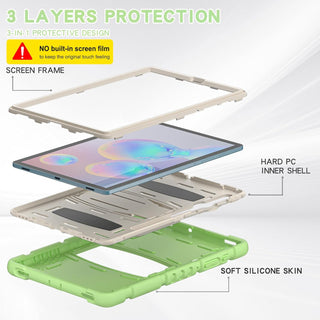 Husa Sigloo pentru tableta Samsung Galaxy Tab S8 Plus, S7 FE, S7 Plus, Rezistenta la Socuri, cu suport Kickstand, Verde cu Crem