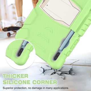 Husa Sigloo pentru tableta Samsung Galaxy Tab S8 Plus, S7 FE, S7 Plus, Rezistenta la Socuri, cu suport Kickstand, Verde cu Crem