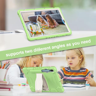 Husa Sigloo pentru tableta Samsung Galaxy Tab S8 Plus, S7 FE, S7 Plus, Rezistenta la Socuri, cu suport Kickstand, Verde cu Crem