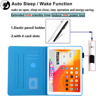 Husa Sigloo pentru iPad 9.7" 2018/2017 & iPad Air 1/Air 2 – Coperta Smart Magnetica din Piele PU, Suport carduri – Model Fluturi Mov