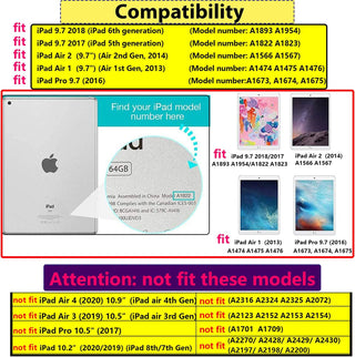 Husa Sigloo pentru iPad 9.7" 2018/2017 & iPad Air 1/Air 2 – Coperta Smart Magnetica din Piele PU, Suport carduri – Model Fluturi Mov