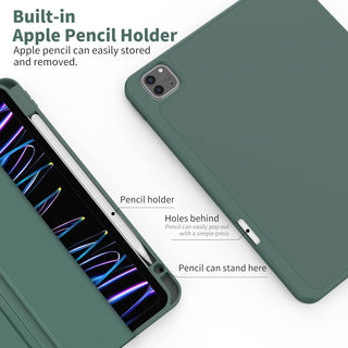 Husa premium tableta Apple iPad Air 11" (2024), Air 5, Air 4, (11/10.9 Inch), Protectie Completa, Suport SmartPen, Verde inchis
