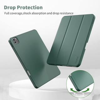 Husa premium tableta Apple iPad Air 11" (2024), Air 5, Air 4, (11/10.9 Inch), Protectie Completa, Suport SmartPen, Verde inchis