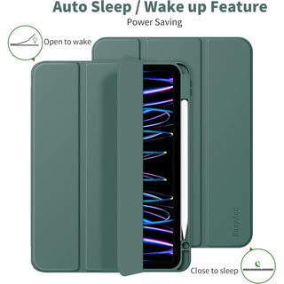 Husa premium pentru tableta Apple iPad Air 11" (2024), Air 5, Air 4, (11/10.9 Inch), Protectie Completa, Suport SmartPen, Verde inchis