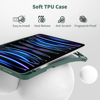 Husa premium pentru tableta Apple iPad Air 11" (2024), Air 5, Air 4, (11/10.9 Inch), Protectie Completa, Suport SmartPen, Verde inchis