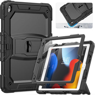 Husa Sigloo, pentru tableta Apple Ipad gen 9/8/7, 10.2 inch, Hybrid 3in1, 360 °protectie, suport kickstand, Stand, Corner Shockproof, Negru
