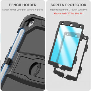 Husa Sigloo, pentru tableta Apple Ipad gen 9/8/7, 10.2 inch, Hybrid 3in1, 360 °protectie, suport kickstand, Stand, Corner Shockproof, Negru