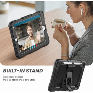 Husa Sigloo, pentru tableta Apple Ipad gen 9/8/7, 10.2 inch, Hybrid 3in1, 360 °protectie, suport kickstand, Stand, Corner Shockproof, Negru