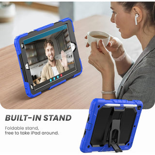 Husa Sigloo, pentru tableta Apple Ipad gen 9/8/7, 10.2 inch, Hybrid 3in1, 360 °protectie, suport smartpen, Stand, Corner Shockproof, Albastru