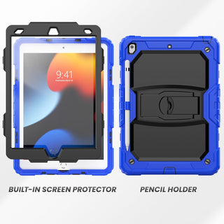 Husa Sigloo, pentru tableta Apple Ipad gen 9/8/7, 10.2 inch, Hybrid 3in1, 360 °protectie, suport smartpen, Stand, Corner Shockproof, Albastru