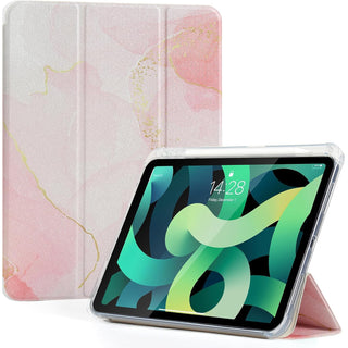 Husa premium Sigloo pentru iPad Air13 (2024/2025), iPad Pro 12.9'' (2020/2021/2022), Cu Suport Apple Pencil, Protectie Slim Smart Cover - Roz marmorat