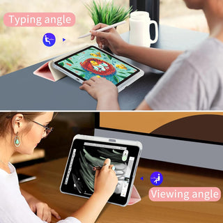 Husa premium Sigloo pentru iPad Air13 (2024/2025), iPad Pro 12.9'' (2020/2021/2022), Cu Suport Apple Pencil, Protectie Slim Smart Cover - Roz marmorat