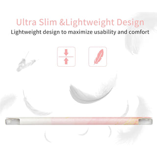 Husa premium Sigloo pentru iPad Air13 (2024/2025), iPad Pro 12.9'' (2020/2021/2022), Cu Suport Apple Pencil, Protectie Slim Smart Cover - Roz marmorat