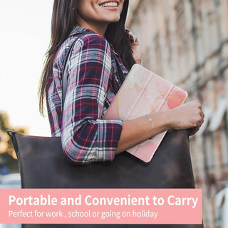 Husa premium Sigloo pentru iPad Air13 (2024/2025), iPad Pro 12.9'' (2020/2021/2022), Cu Suport Apple Pencil, Protectie Slim Smart Cover - Roz marmorat