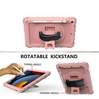 Husa Sigloo, pentru tableta Apple iPad 9th/8th/7th Gen (2021/2020/2019) - Protectie completa, stand, curea umar, suport pen, Roz