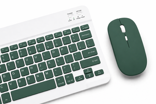 Kit Tastatura + Mouse Wireless Bluetooth Sigloo®, compatibil cu orice tableta, smartphone, laptop, Tv, calculator, Slim, Silentios, Multi-Device (iOS/Android/Windows), Verde Inchis