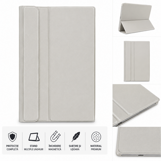 Husa Office SIGLOO pentru Nokia T21, Functie Stand, Inchidere Magnetica, Protectie Completa, Material Premium, Bej