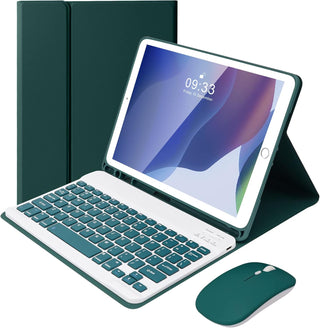 Husa cu tastatura si mouse pentru tableta Samsung Galaxy Tab S10 FE+, 13.1", Sigloo, Verde, Bluetooth, Magnetic, Protectie completa si stand ajustabil