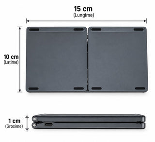 Tastatură Bluetooth Pliabilă SIGLOO din Aluminiu, Touchpad Integrat,  compatibil cu orice tableta, smartphone, laptop, Tv, calculator, Gri