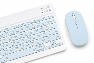 Kit Tastatura + Mouse Wireless Bluetooth Sigloo®, compatibil cu orice tableta, smartphone, laptop, Tv, calculator, Slim, Silentios, Multi-Device (iOS/Android/Windows), Albastru
