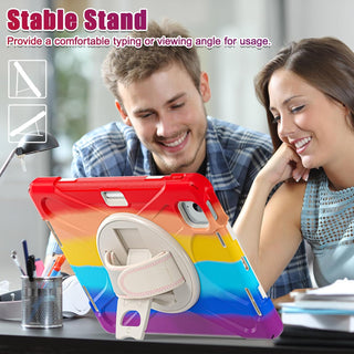 Husa reziztenta pentru iPad Air 10.9" (Gen. 5/4) si iPad Pro 11" (Gen. 1–4), Carcasa rezistenta 3-in-1, Stand, Curea mana, Rosu colorat