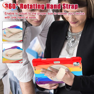 Husa reziztenta pentru iPad Air 10.9" (Gen. 5/4) si iPad Pro 11" (Gen. 1–4), Carcasa rezistenta 3-in-1, Stand, Curea mana, Rosu colorat