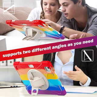 Husa reziztenta pentru iPad Air 10.9" (Gen. 5/4) si iPad Pro 11" (Gen. 1–4), Carcasa rezistenta 3-in-1, Stand, Curea mana, Rosu colorat