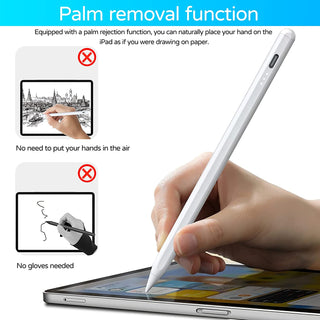 Creion Stylus iPad Pen, Sigloo, Professional, pentru Apple iPad, 2 penite antizgarieturi, Palm Rejection, inclinare, USB-C, Alb