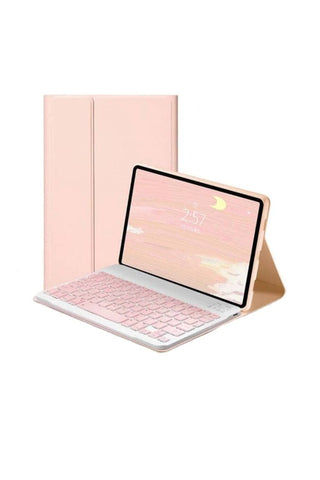 Husa cu tastatura Wireless, Bluetooth, Sigloo, compatibila cu tableta iPad 2021/2020/2019, 10.2 Inch, Pink