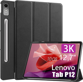 Husă tabletă Lenovo Tab P12 2023, funcție sleep, Sigloo, Negru