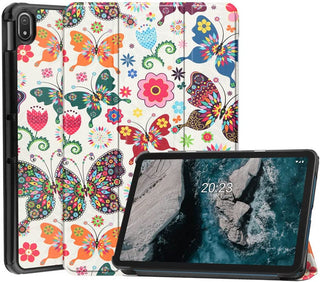 Husă Sigloo Smart Cover Trifold pentru Nokia T21, model Butterfly