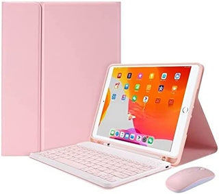 Husa cu tastatura si mouse Sigloo pentru iPad Pro 12.9 5th Gen 2021 / 4th Gen 2020 / 3rd Gen 2018, 12.9 Inch, Wireless, Bluetooth, Pink