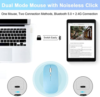 Husa cu tastatura si mouse Wireless, Bluetooth, Sigloo, compatibila cu tableta iPad mini 6th Gen 8.3, 2021, 8.3 Inch, Bleu