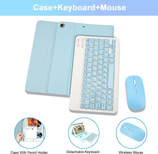 Husa cu tastatura si mouse Wireless, Bluetooth, Sigloo, compatibila cu tableta iPad mini 6th Gen 8.3, 2021, 8.3 Inch, Bleu