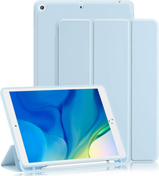 Husă premium iPad 7/8/9, Sigloo, piele sintetică, Blue